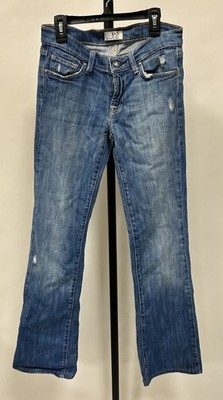 DPD Women's Blue Distressed Medium Wash Y2k Bootcut Denim Jeans Size 28