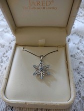 Vtg Sterling Silver Snowflake Necklace Topaz Clear Crystal Pendant 925