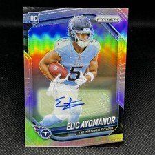 2025 Panini Prizm Rookies Elic Ayomanor RC Auto Silver Prizm #321 Titans