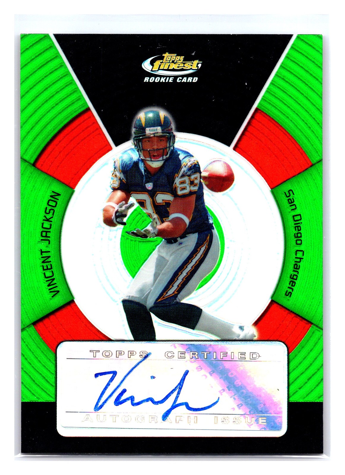 2005 Finest #NNO Vincent Jackson Green Refractors #/199 Rookie RC Chargers