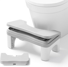 Foldable Toilet Stool Squat Adult, 7" Height Adjustable Poop Stool for Bathro...