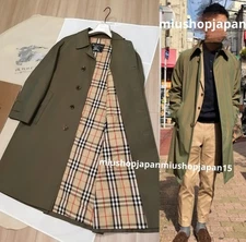 BURBERRY Trench Coat Authentic Vintage Balmacaan Long Nova Check Khaki/Beige XS