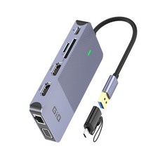 USB Docking Station GIQ USB C HUB USB 3.0 to Dual HDMI VGA Adapter Triple Dis...