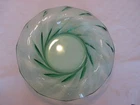 Depression Glass Shallow Bowl Green Marked Swirl Design