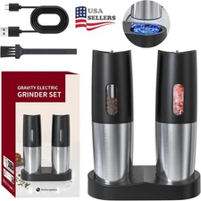 Electric Salt and Pepper Grinder Set, Automatic Gravity Salt and Pepper Grinder