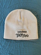 Captain Morgan Tattoo Winter Beanie Hat, Gray, Black lettering