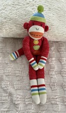 Sock Monkey Plush Toy. Red. Colorful. Retro. Tear. 20  