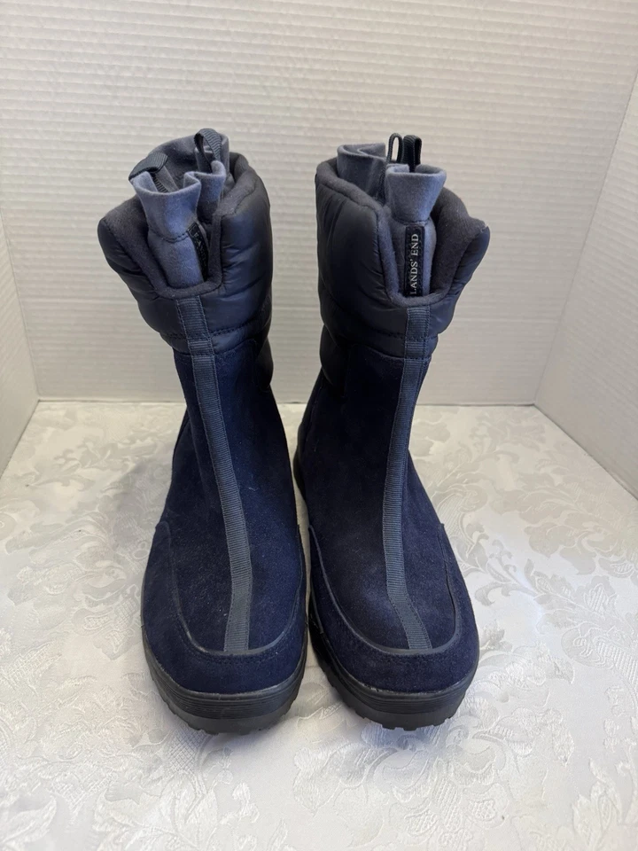 Lands’ End Women’s Size 10B Commuter Snow Winter Boots Blue Suede Comfort - Image 2 of 4