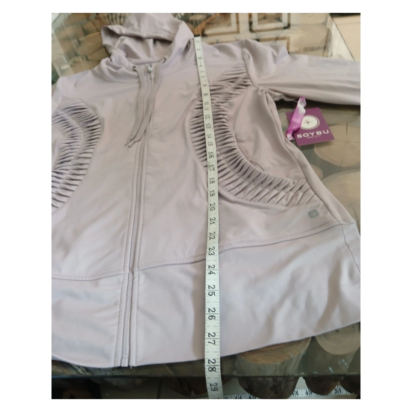 VETEMENTS Felpa con cappuccio Soybu Yoga allenamento Pintuck Paschi giacca argento lilla nuova con etichetta grande