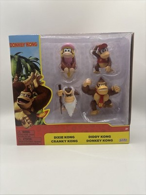 Jakks Nintendo Donkey Kong 2 1/2'' Figure 4pk Toy Set Diddy Cranky Dixie Lot