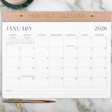 Aesthetic 2026-2027 Desk Calendar - Runs From January 2026 Until July Pink