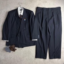 Vintage Yves Saint Laurent Double Suit Set 6pc Navy 90s L XL Rare USED