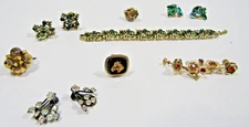 Vintage Estate Costume Jewelry Lot Clip On Earrings Bracelet #A4