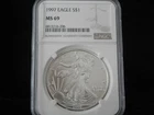 SPOTS: 1997 $1 AMERICAN SILVER EAGLE NGC MS69 CLASSIC BROWN LABEL