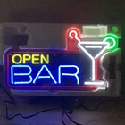 Vintage Neon Open Bar Sign Light Model LNL-001B Cocktail Martini