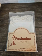 Vintage Pashmina Original White Scarf Good For All Seasons New In Package!