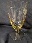 Lancaster Glass Co. Jubilee Etched Yellow 10 Oz 6" Tall Footed Water Tumbler