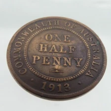 Antique Australian Pre-Decimal Vintage 1913 Collectible Half Penny