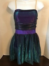 Balera Dance Adult Size Iridescent Blue / Purple Mesh Recital Dress Performance