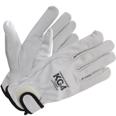 Hand-Max KG4 Leather Welding Gloves Heat Resistant Arc Melting Grain (White)