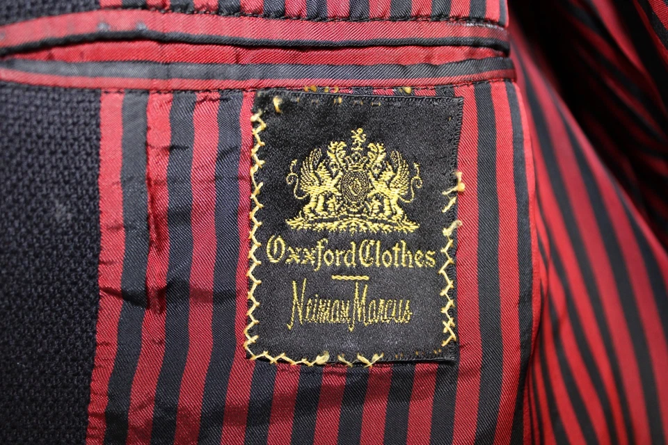 CHAQUETA BLAZER VINTAGE AZUL MARINO OXXFORD PANAL DORADO METAL BOTÓN talla 44L abrigo Foto 3 de 4