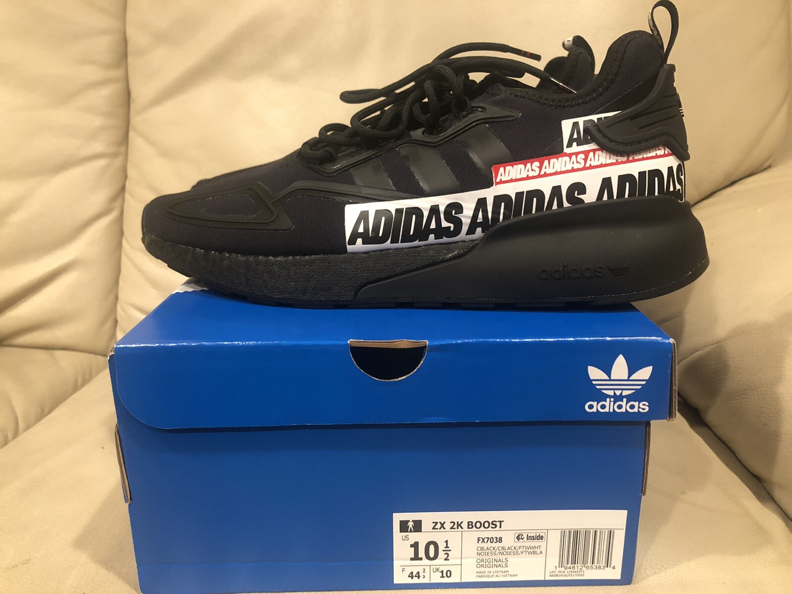 Size 10.5 - adidas ZX 2K Boost Bold Logo Graphic - Black for sale online |  eBay