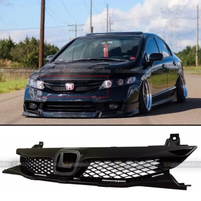 #ad For 09 11 Honda Civic Sedan HoneyComb JDM Style black Front Mesh Hood Grille $69.99
