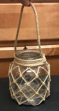 Rustic Hanging Glass Jar Creative Rope Netting Flower Vase Decor