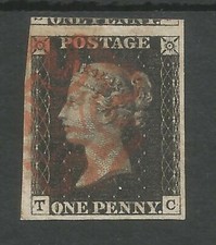 1840 PENNY  BLACK (TC) PLATE 8  FINE USED 4 LARGE TO HUGE MARGINS LOVELY STAMP 