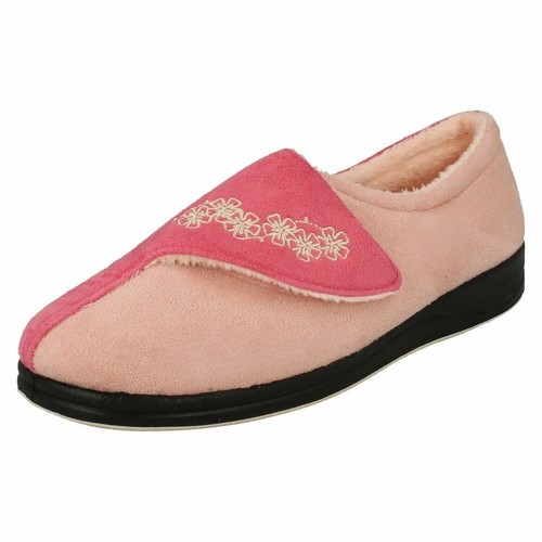 Pantuflas de gancho y correa de bucle para damas almohadillas ajuste ancho EE - Imagen 3 de 98