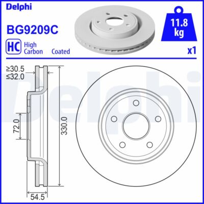 2 x DELPHI BG9209C Bremsscheibe für JEEP