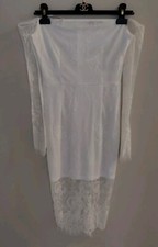 ASOS Club L London Off Shoulder Long Sleeve White Lace Dress US 2 NWOT