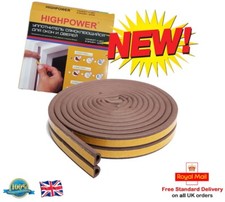 HIGHPOWER Self-Adhesive Weather Strips for Doors & Windows - 6m Brown Rubber