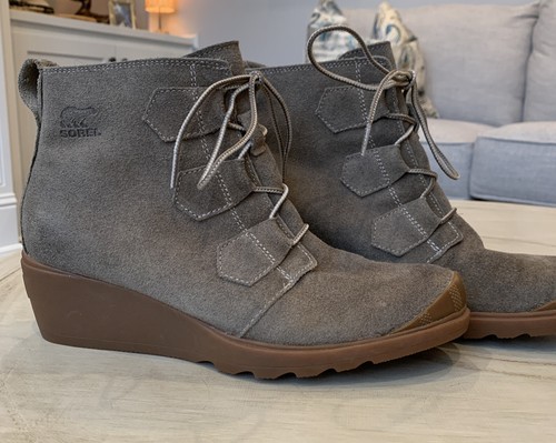 Sorel Toronto Olive Gray Lace Up Wedge 