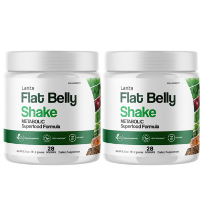 Lanta Flat Belly Shake for Men Women - Official Formula - 2 Tubs