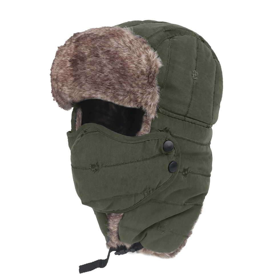 Men Women Winter Warm Hat Earflap Ski Snow Cap Fleece Face Mask for Cold Weather - Image 4 of 4