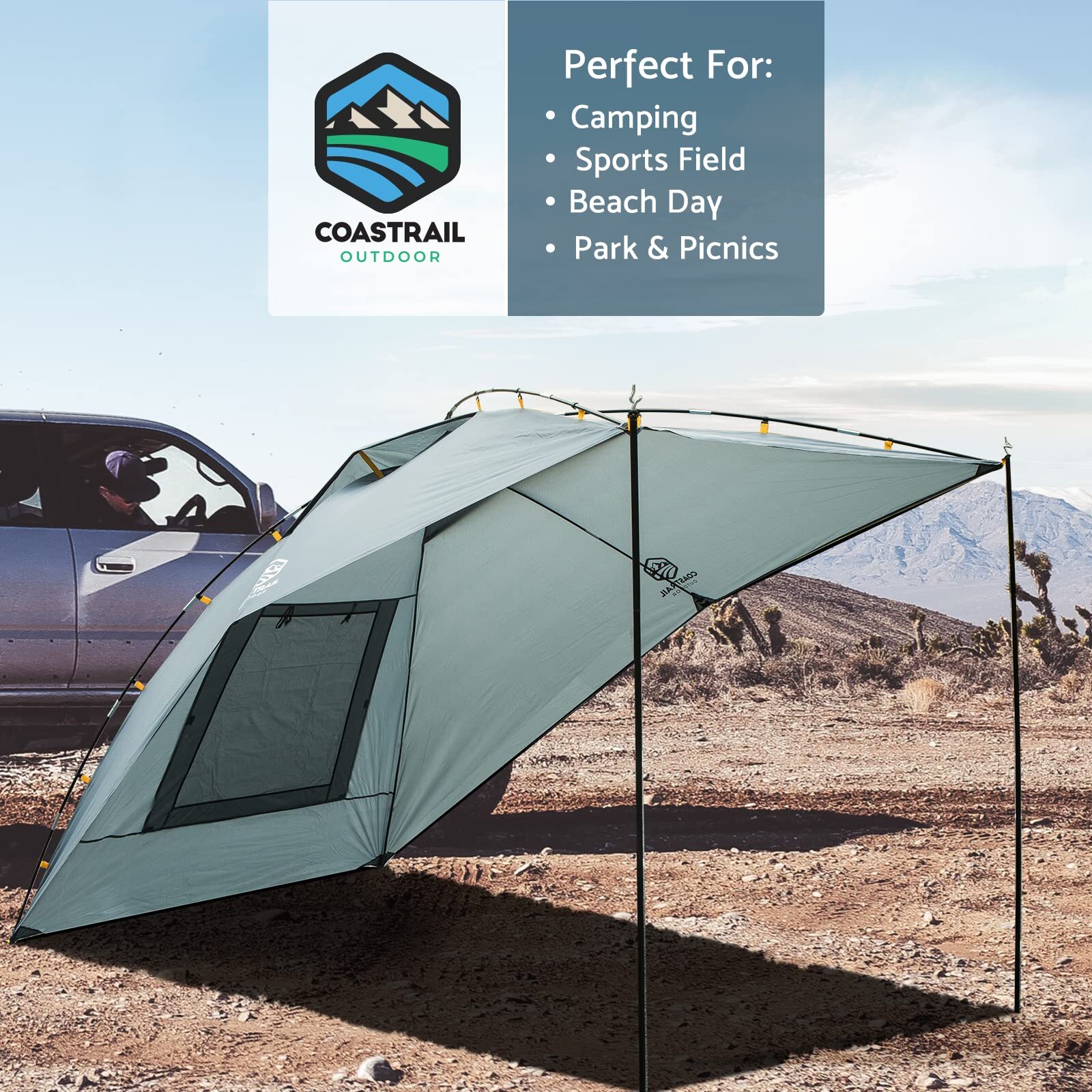 Coastrail Outdoor Car Canopy Sun Shade with SideWall, SUV Awning Car