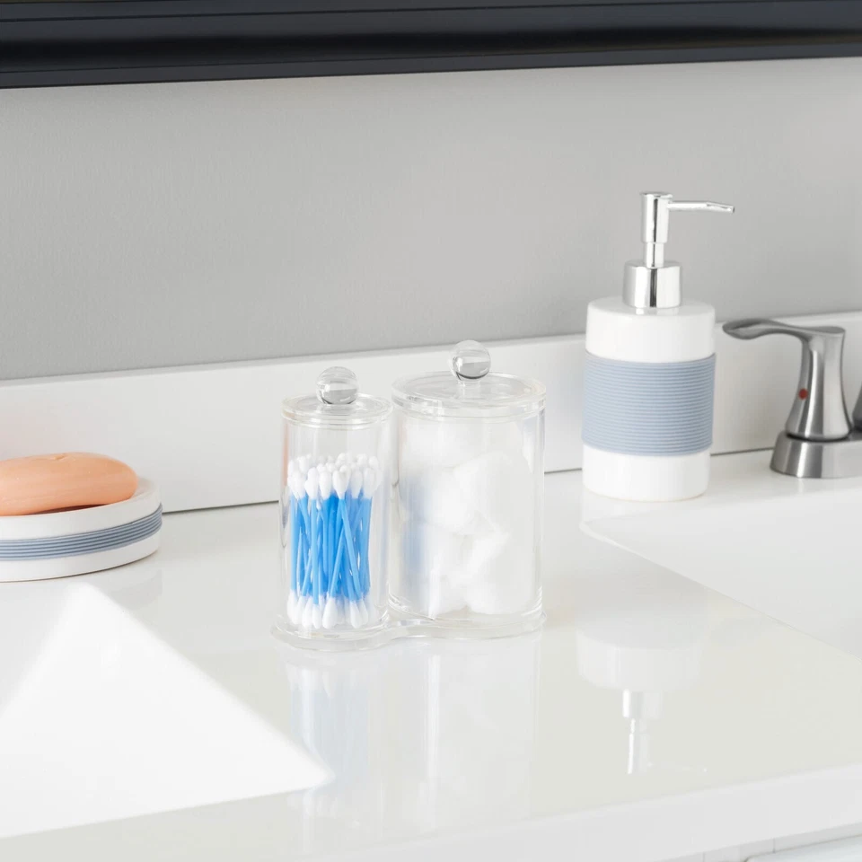Home Basics Dual Cotton Swab Holder and Cotton Ball Or Cosmetic Pad Organizer - Image 2 of 3