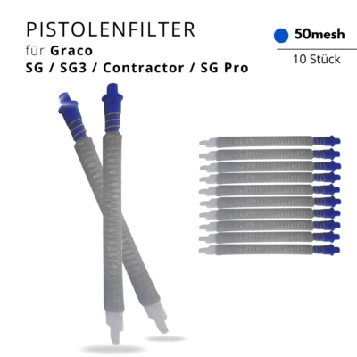 MARKENLOS 10 x Einsteckfilter Airless Pistolenfilter 50# blau entspricht Graco # 218131