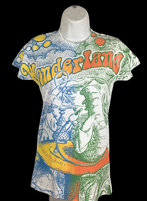 Alice In Wonderland Lat  Brand Full Front Graphic Tee Shirt girls SZ S NWOT