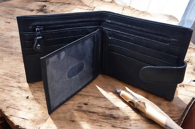 Herren Premium Qualität Super Weich Schwarz Leder Kreditkartenetui Geldbörse Etui