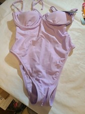 Women's Shirred Detail Underwire HighLeg Extra Cheeky One Piece Purple Size S