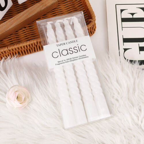 4 Pcs Threaded Color Spiral Taper Candles Fireplace Smokeless Tall Thin Pole