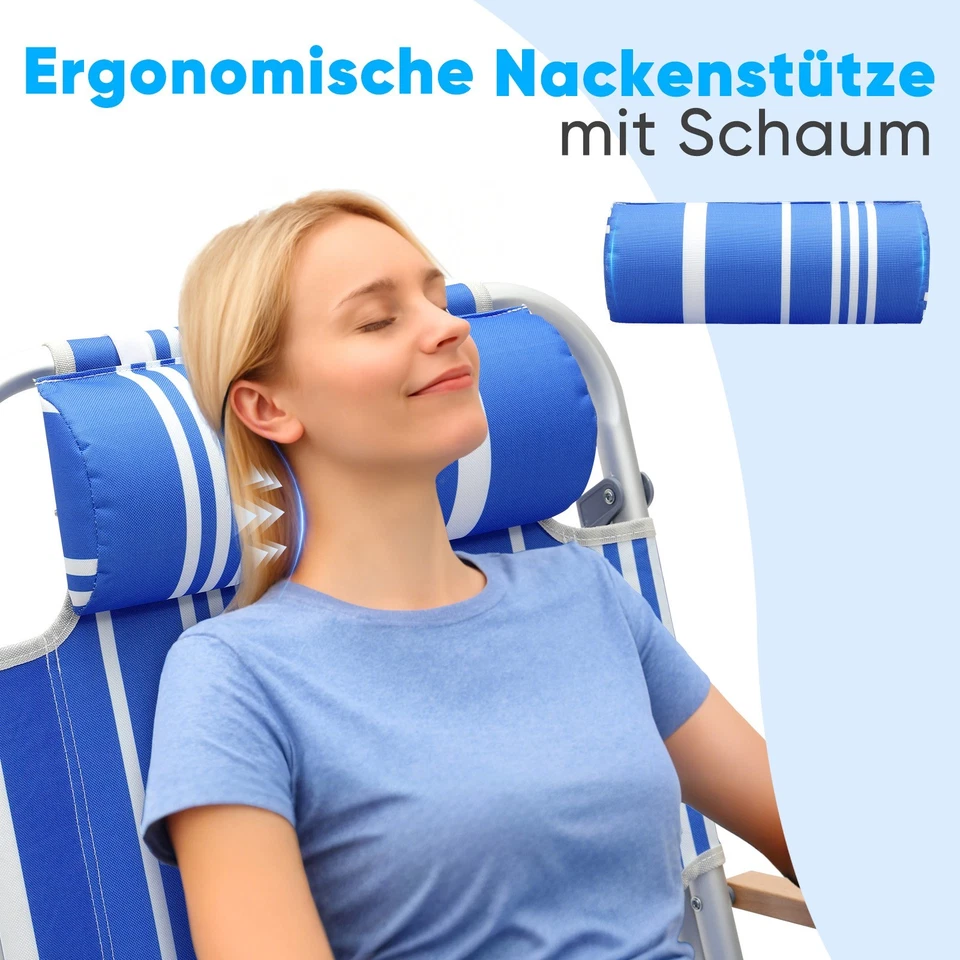 Liegestuhl klappbar Strandliegestuhl Faltstuhl für Garten Campingstuhl leicht - Bild 4 von 4