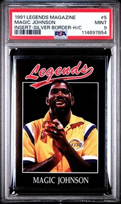 1991 Legends Magazine #5 Magic Johnson Silver Hand Cut LAKERS HOF - PSA 9 MINT