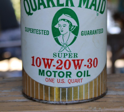 NOS FULL * 1960s era QUAKER MAID 10W-20W-30 MOTOR OIL Old Graphic 1 qt. Can