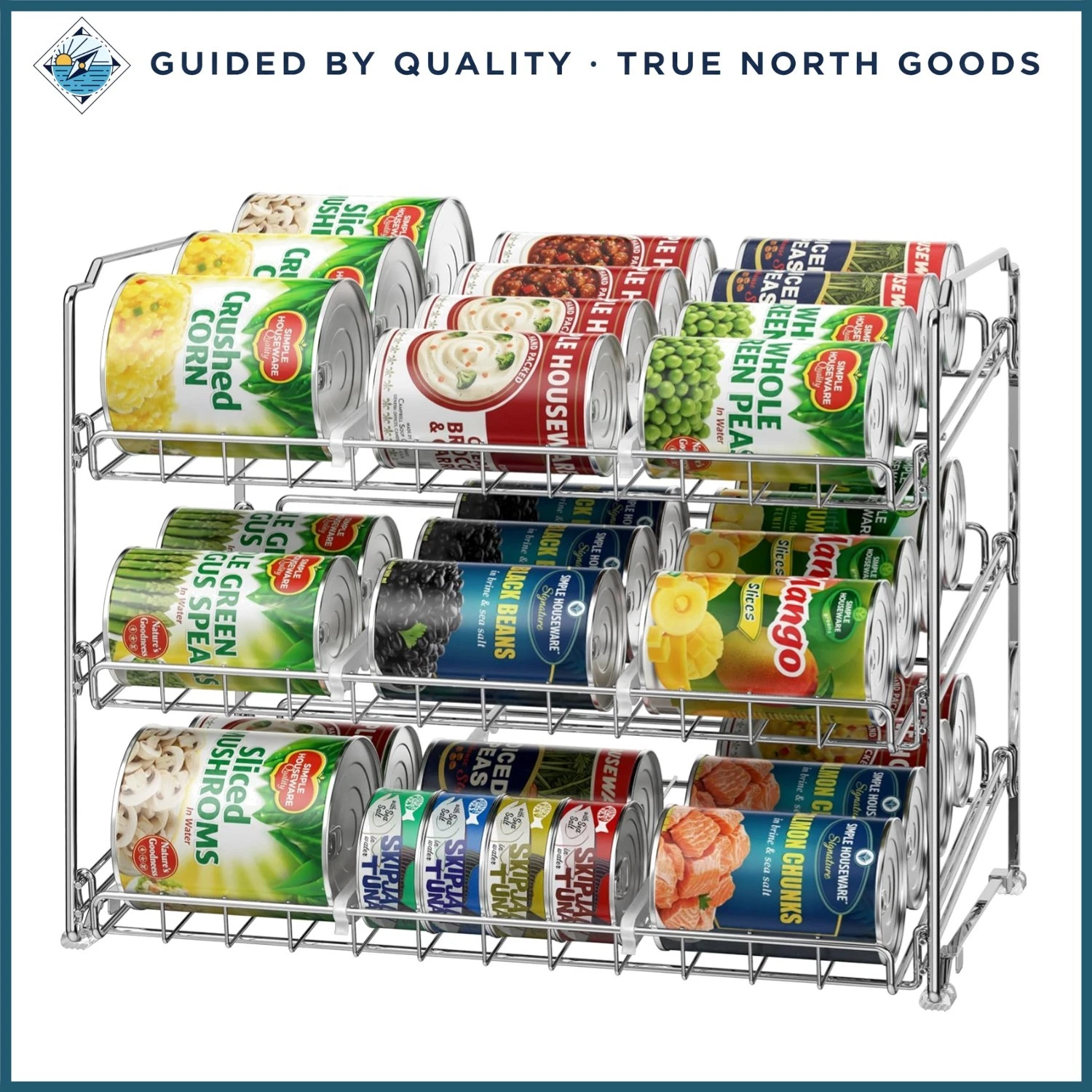 Pantry Can Organizer with 3-Tier Shelves, Adjustable Metal Storage Solution
