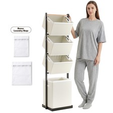 4 Section Laundry Hamper Sorter, Stackable Or...