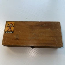 #N99- Vintage 1950's X-Acto Knife Chest No. 82 Wooden tail Box 4 knives 5 Blades