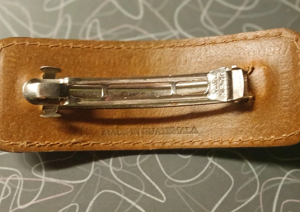 Vintage Handcrafted Leather Hair Barrette Colorful Aysemmeytical Shapes - Image 4 of 4